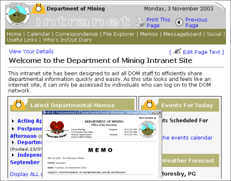 Papua New Guinea Dept of Mines Intranet